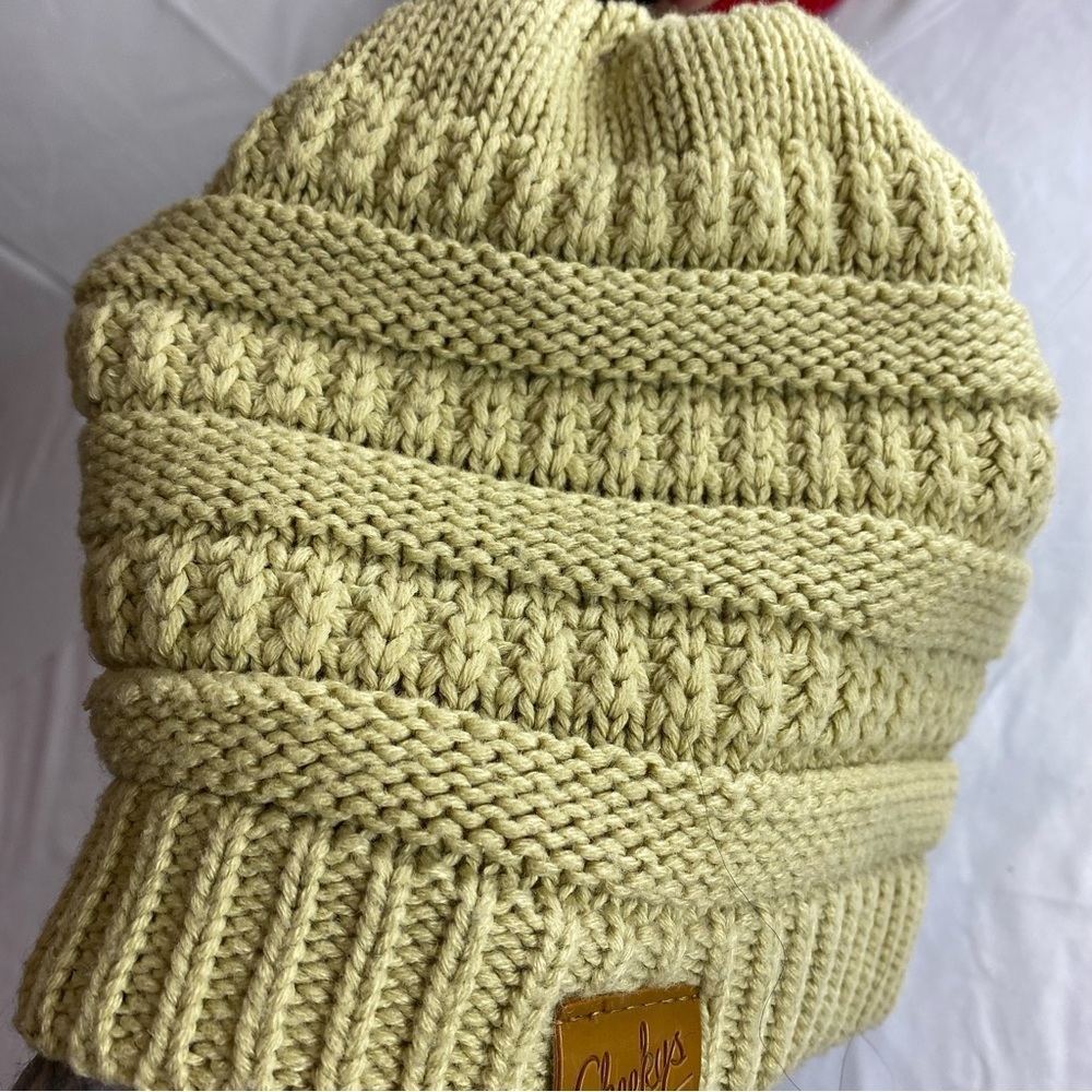 Cheeky’s Knit Beanie Hat | Ribbed Cuff | Khaki Tan - Picture 2 of 4